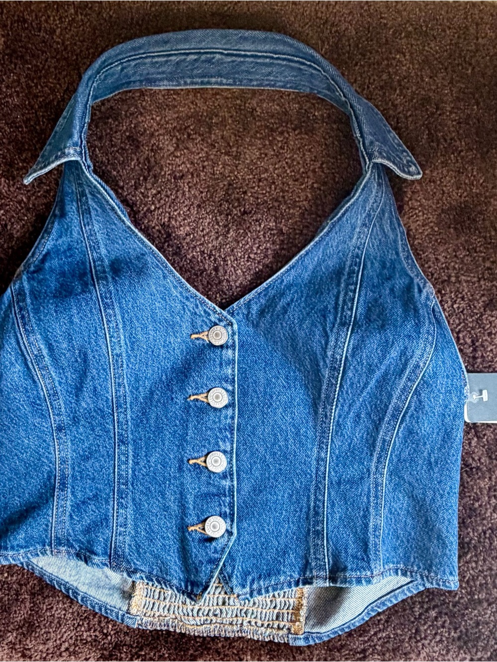 Levi's Blue Denim Cropped Halter Top